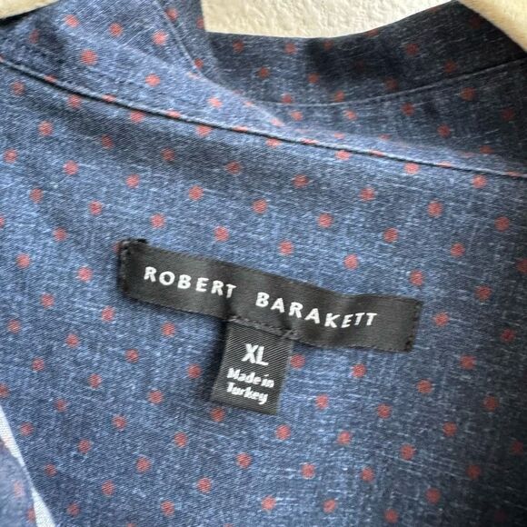 $5/$25 Robert Barakett Shirt Blue Red Fun Date Night Long Sleeve Button Size XL - Picture 3 of 4